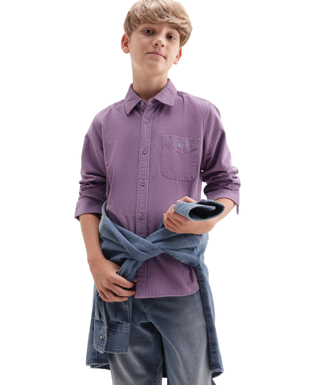 Rare Ones Boys Ceon Regular Fit Cotton Shirt - Light Purple
