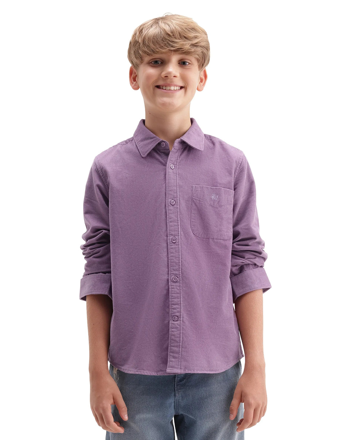 Rare Ones Boys Ceon Regular Fit Cotton Shirt - Light Purple