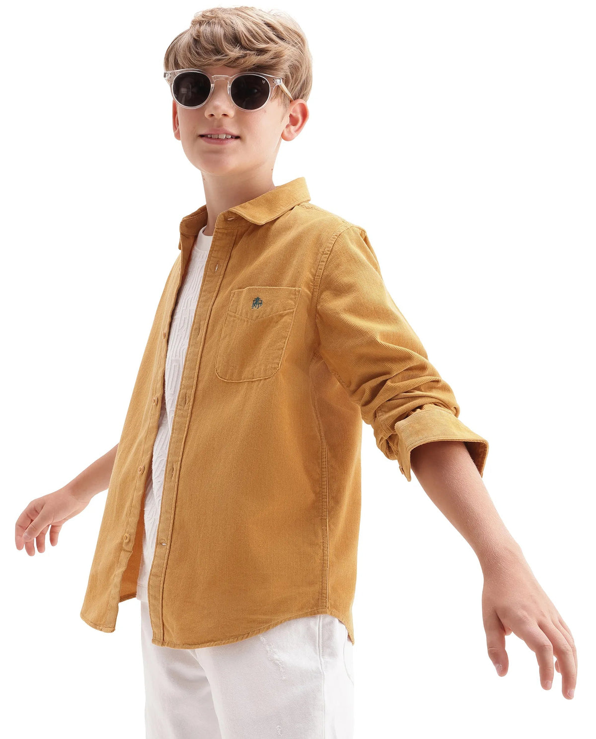 Rare Ones Boys Ceon Regular Fit Cotton Shirt - Mustard