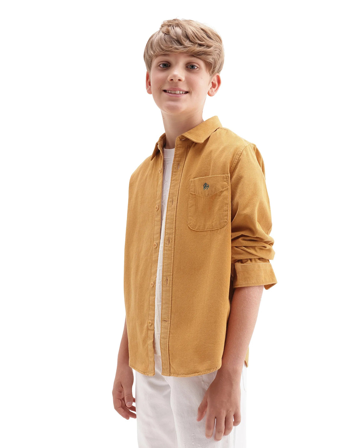 Rare Ones Boys Ceon Regular Fit Cotton Shirt - Mustard