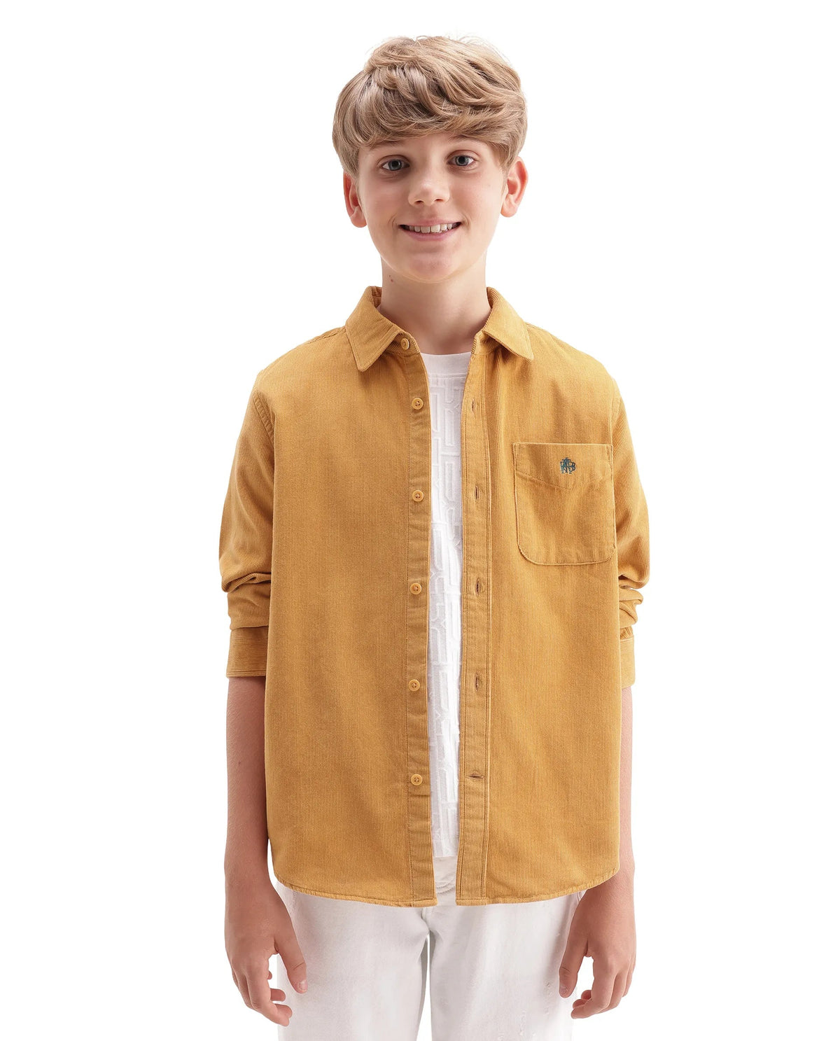 Rare Ones Boys Ceon Regular Fit Cotton Shirt - Mustard