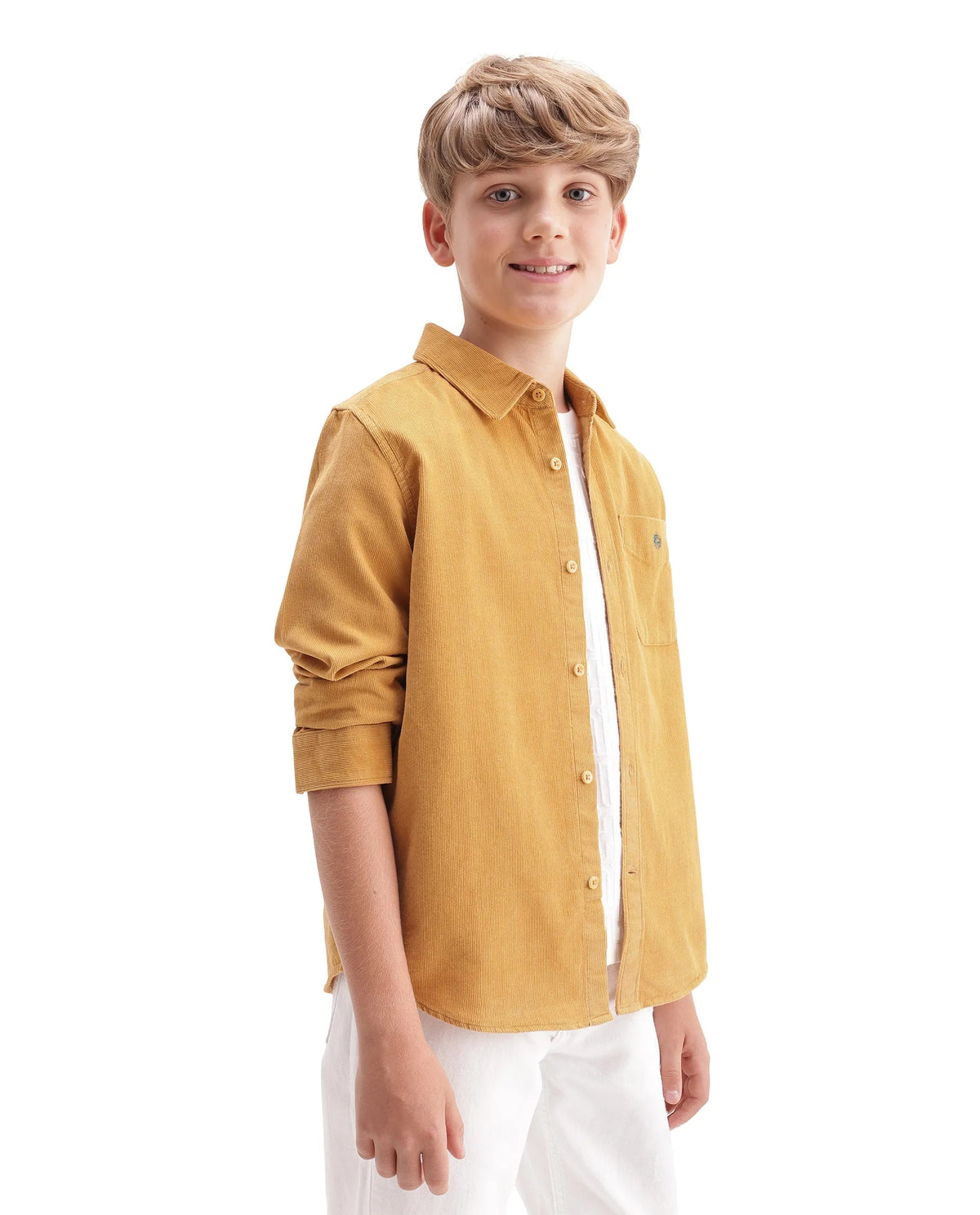 Rare Ones Boys Ceon Regular Fit Cotton Shirt - Mustard