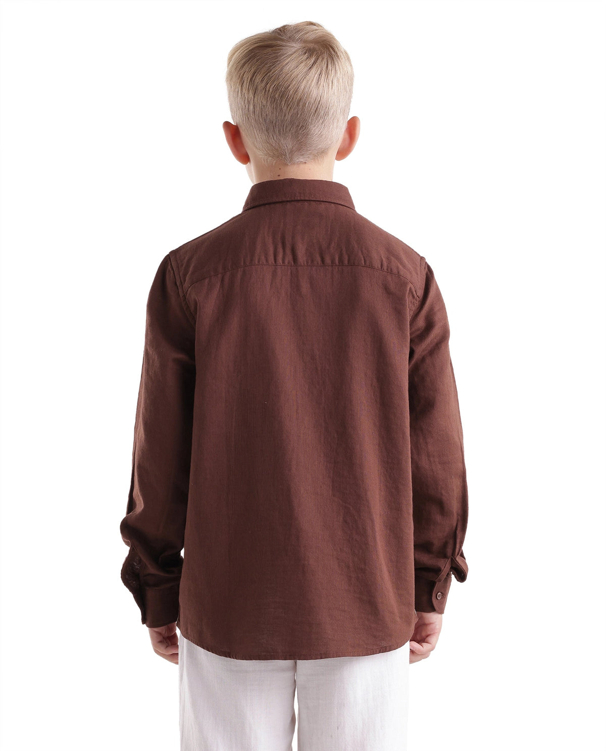 Boys Dark Rust Regular-Fit Full-Sleeve Cotton Casual Shirt