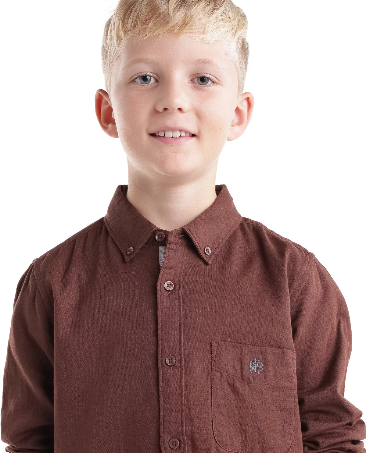 Boys Dark Rust Regular-Fit Full-Sleeve Cotton Casual Shirt