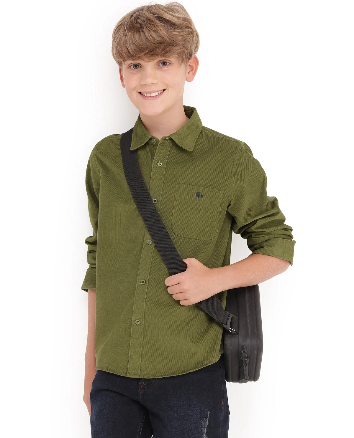 Rare Ones Boys Ceon Regular Fit Cotton Shirt - Light Green