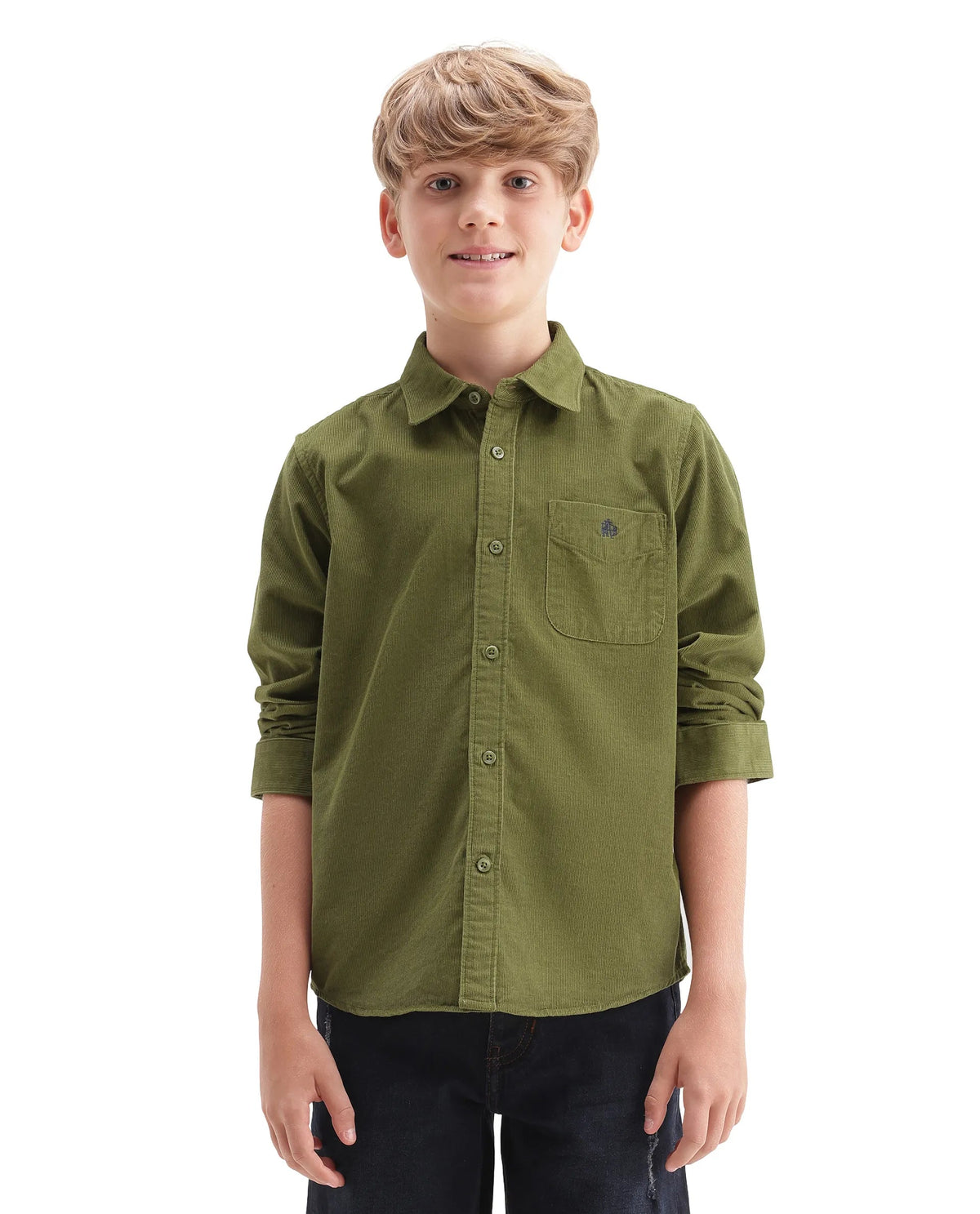 Rare Ones Boys Ceon Regular Fit Cotton Shirt - Light Green