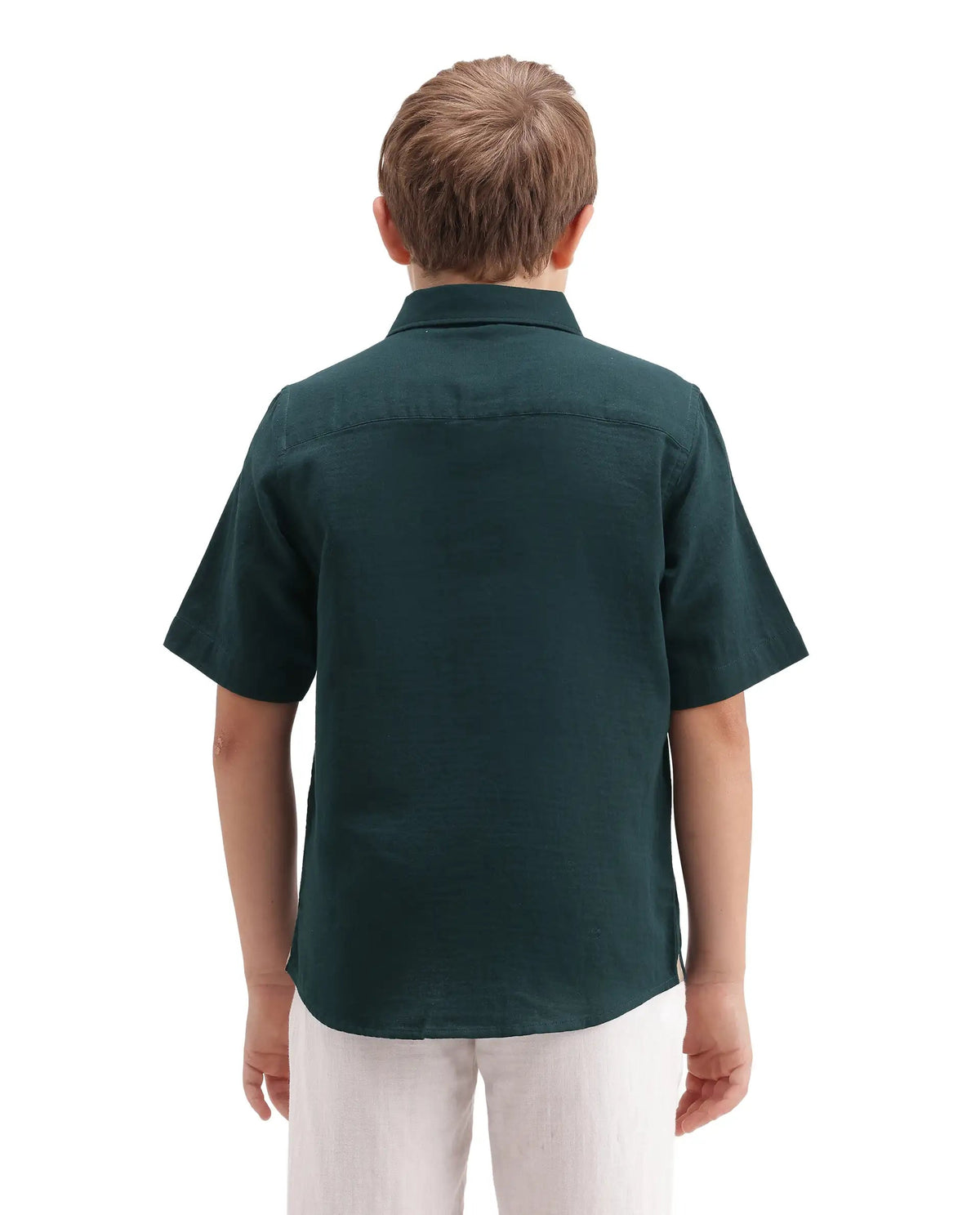 Boys Dark Teal Regular-Fit Half-Sleeve Cotton Casual Shirt