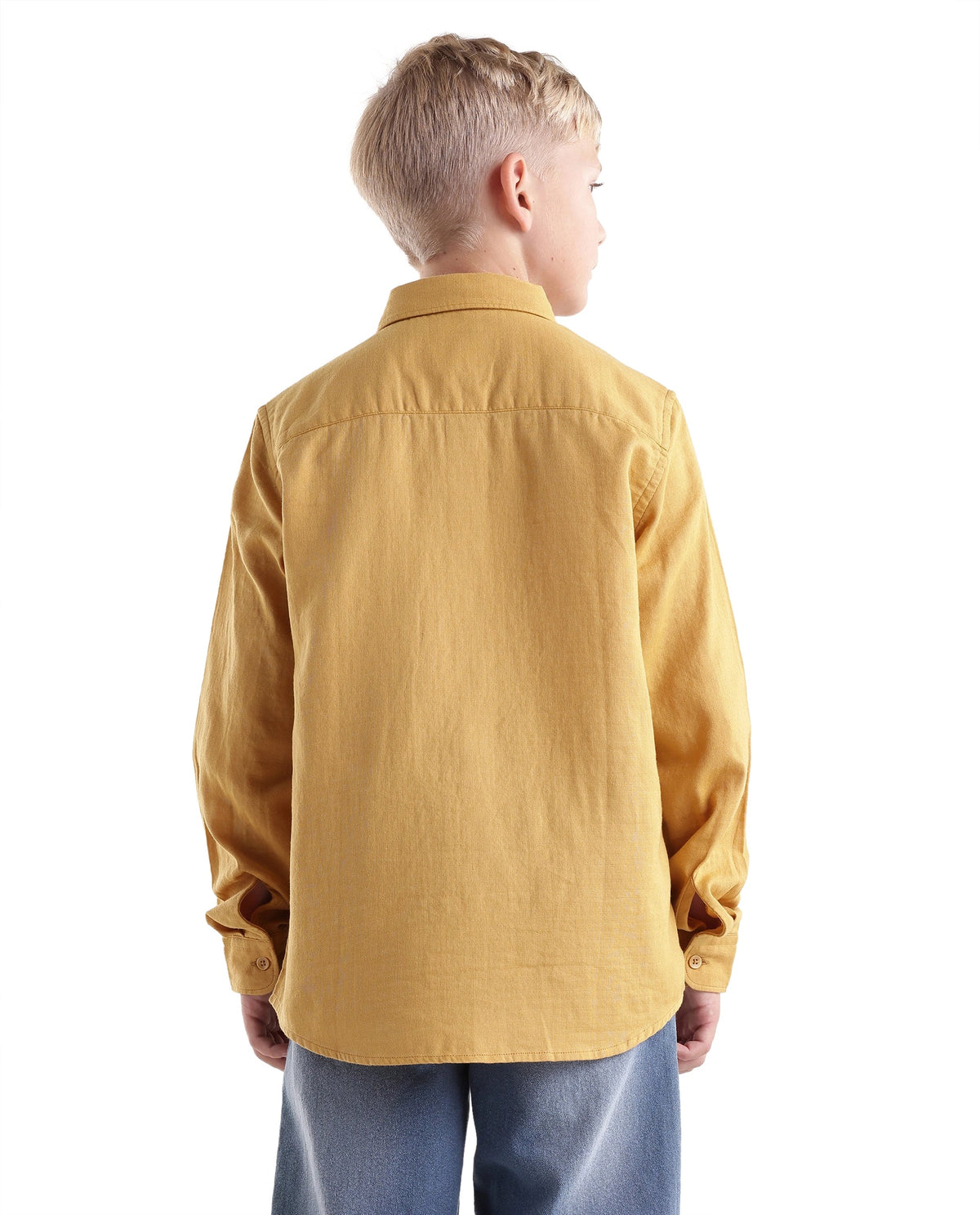Rare Ones Boys Layerr Regular Fit Cotton Shirt - Mustard