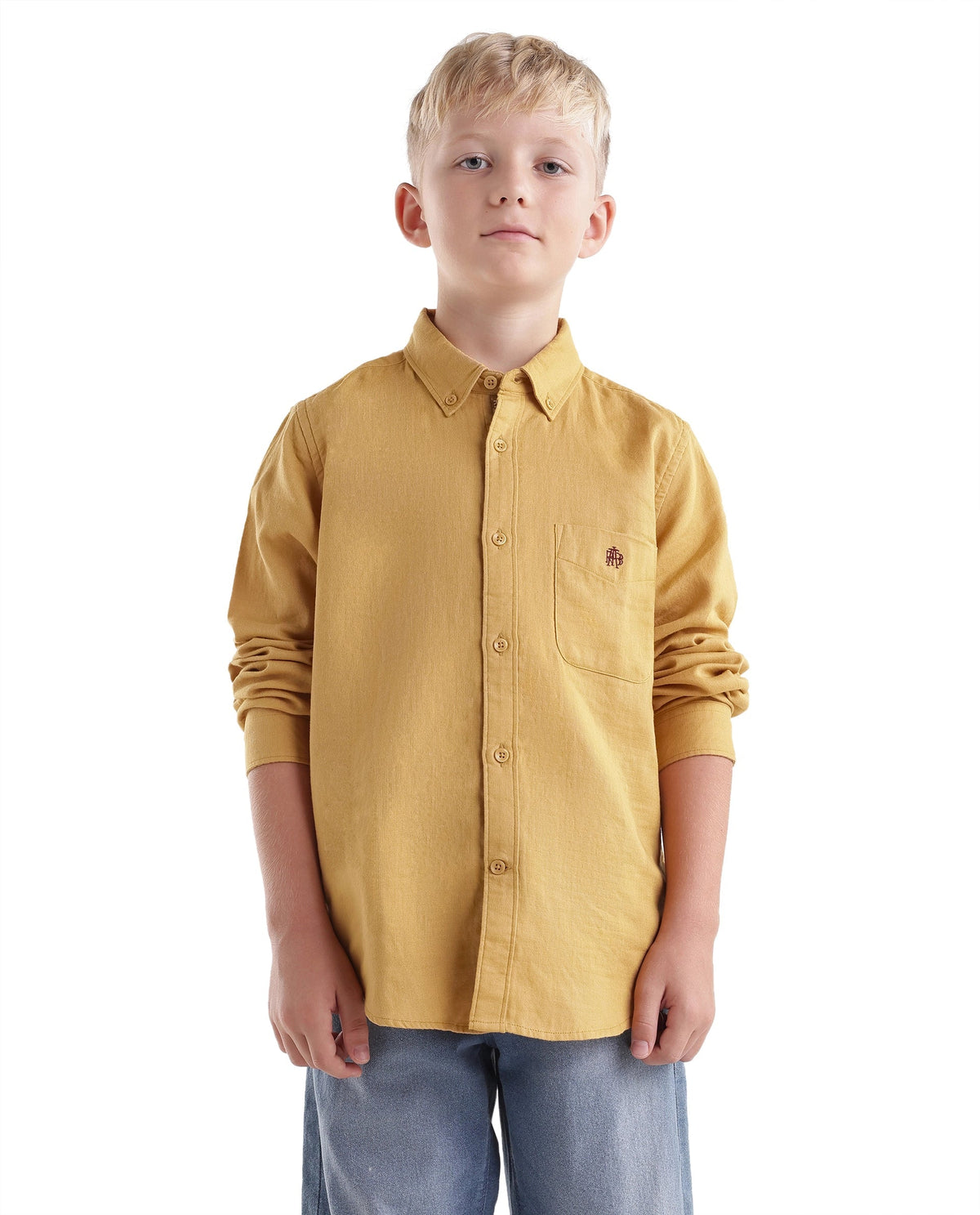 Rare Ones Boys Layerr Regular Fit Cotton Shirt - Mustard