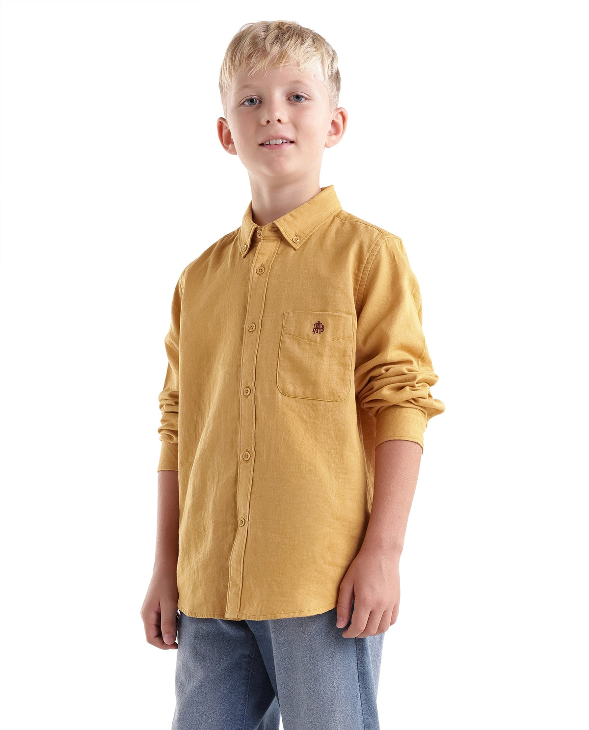 Rare Ones Boys Layerr Regular Fit Cotton Shirt - Mustard