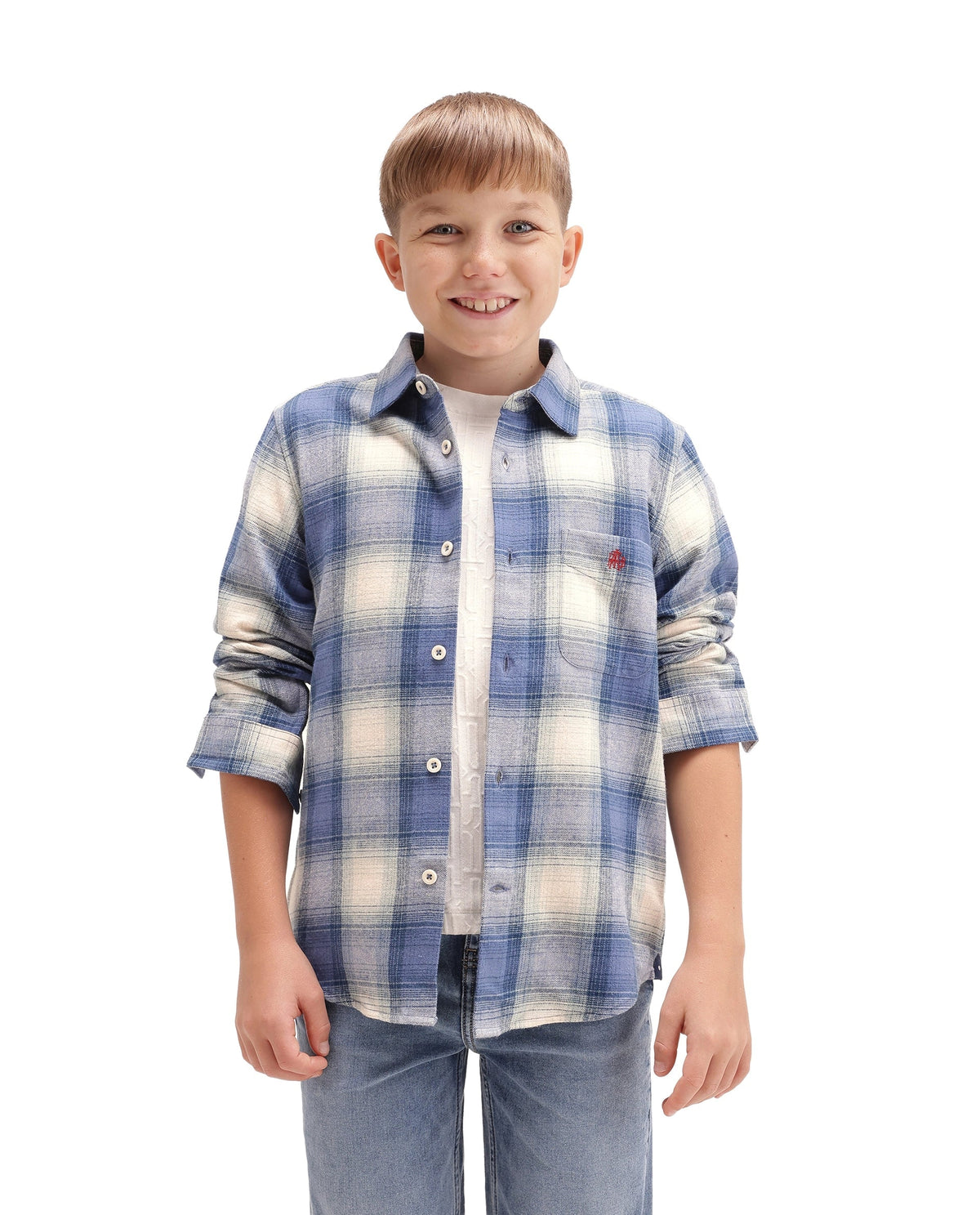 Rare Ones Boys Berry Regular Fit Cotton Shirt - Blue