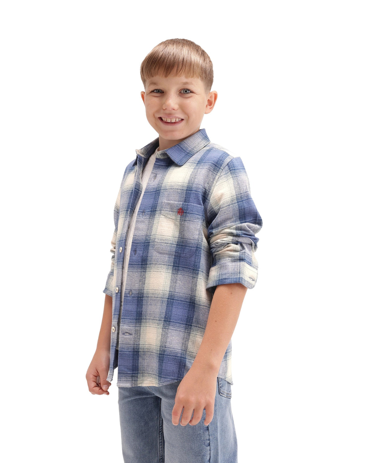 Rare Ones Boys Berry Regular Fit Cotton Shirt - Blue