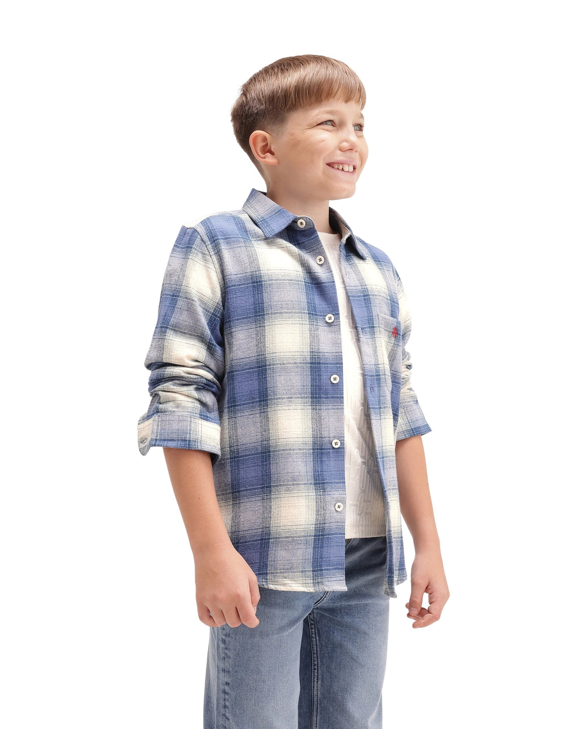 Rare Ones Boys Berry Regular Fit Cotton Shirt - Blue