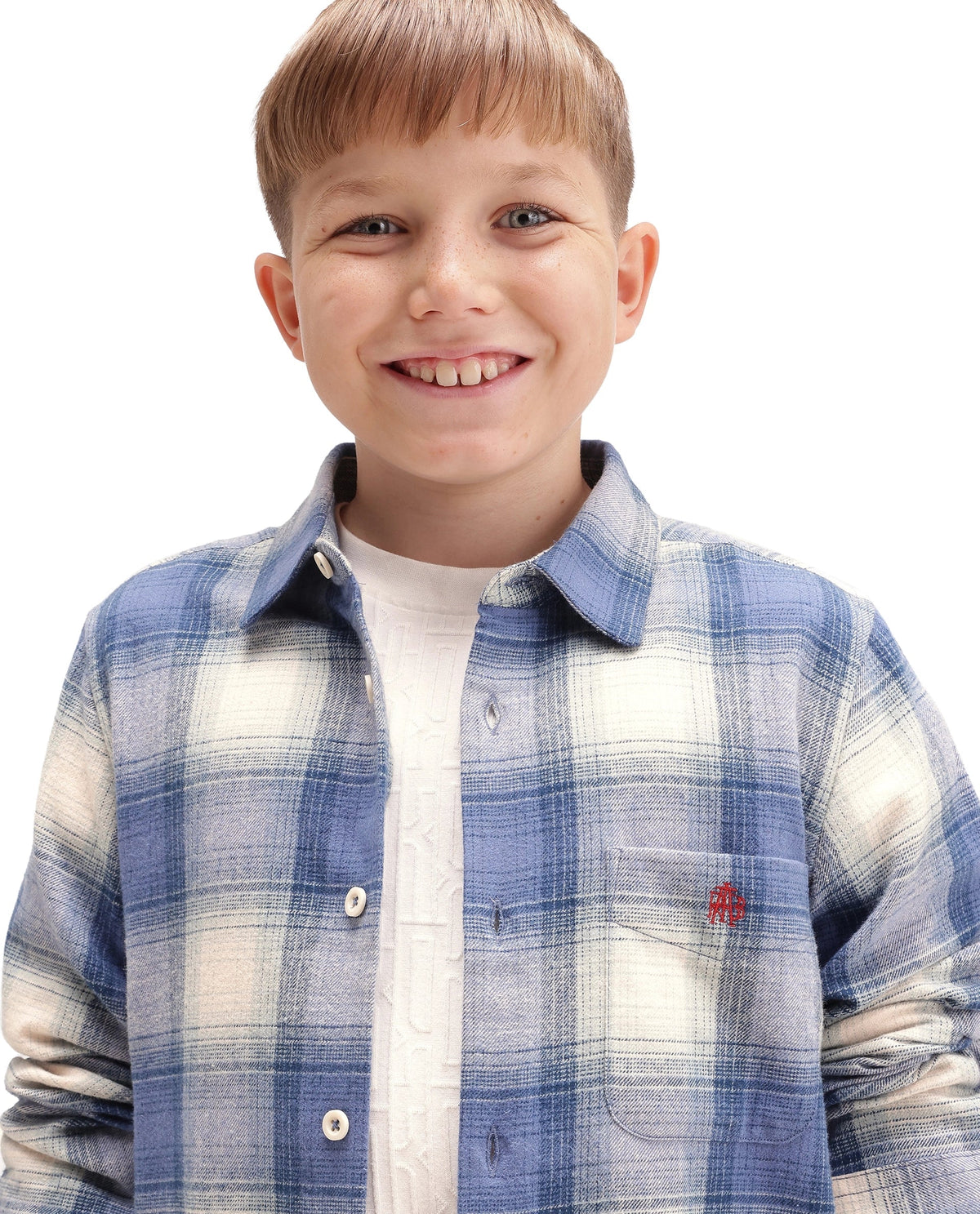 Rare Ones Boys Berry Regular Fit Cotton Shirt - Blue