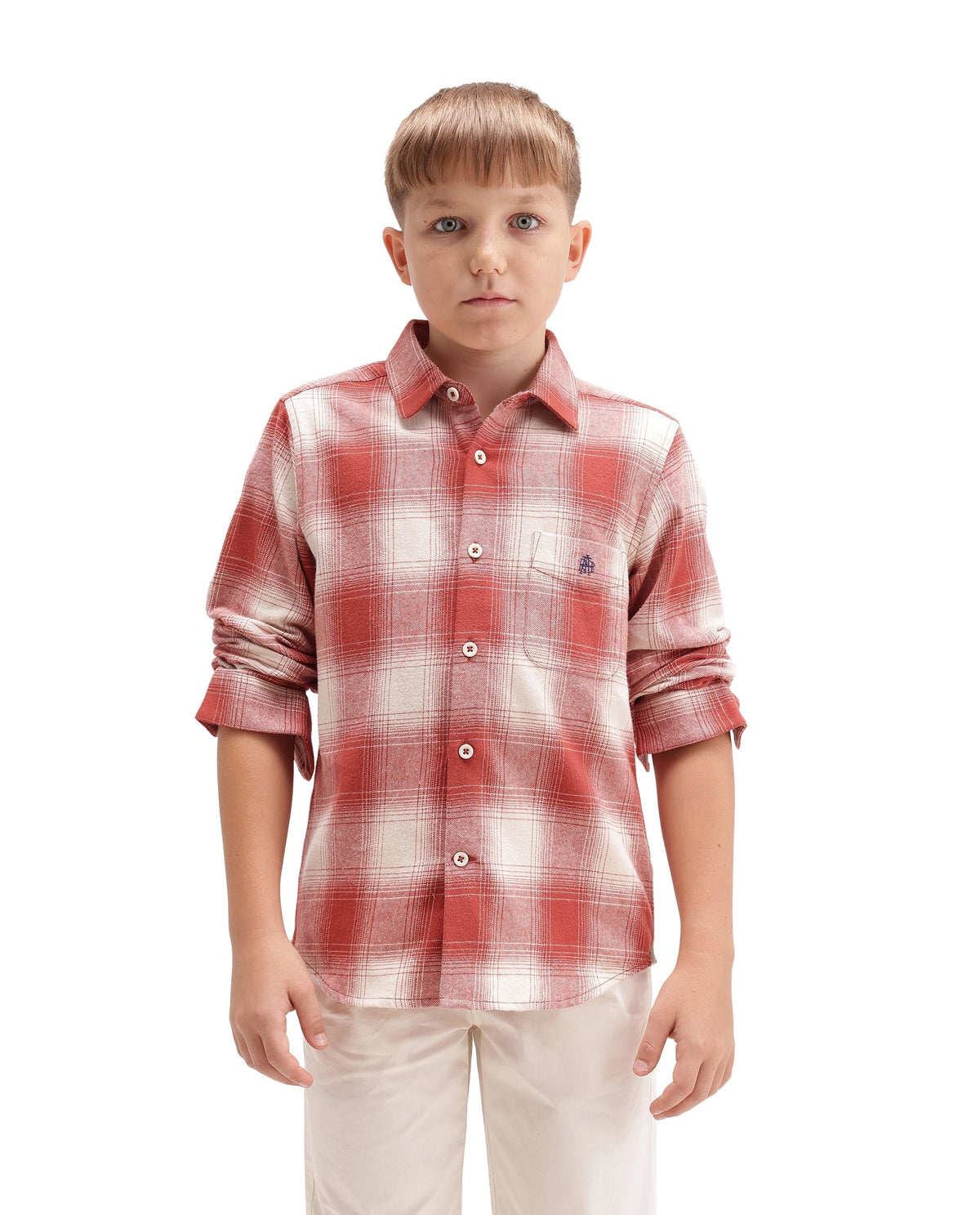 Rare Ones Boys Berry Regular Fit Cotton Shirt - Rust