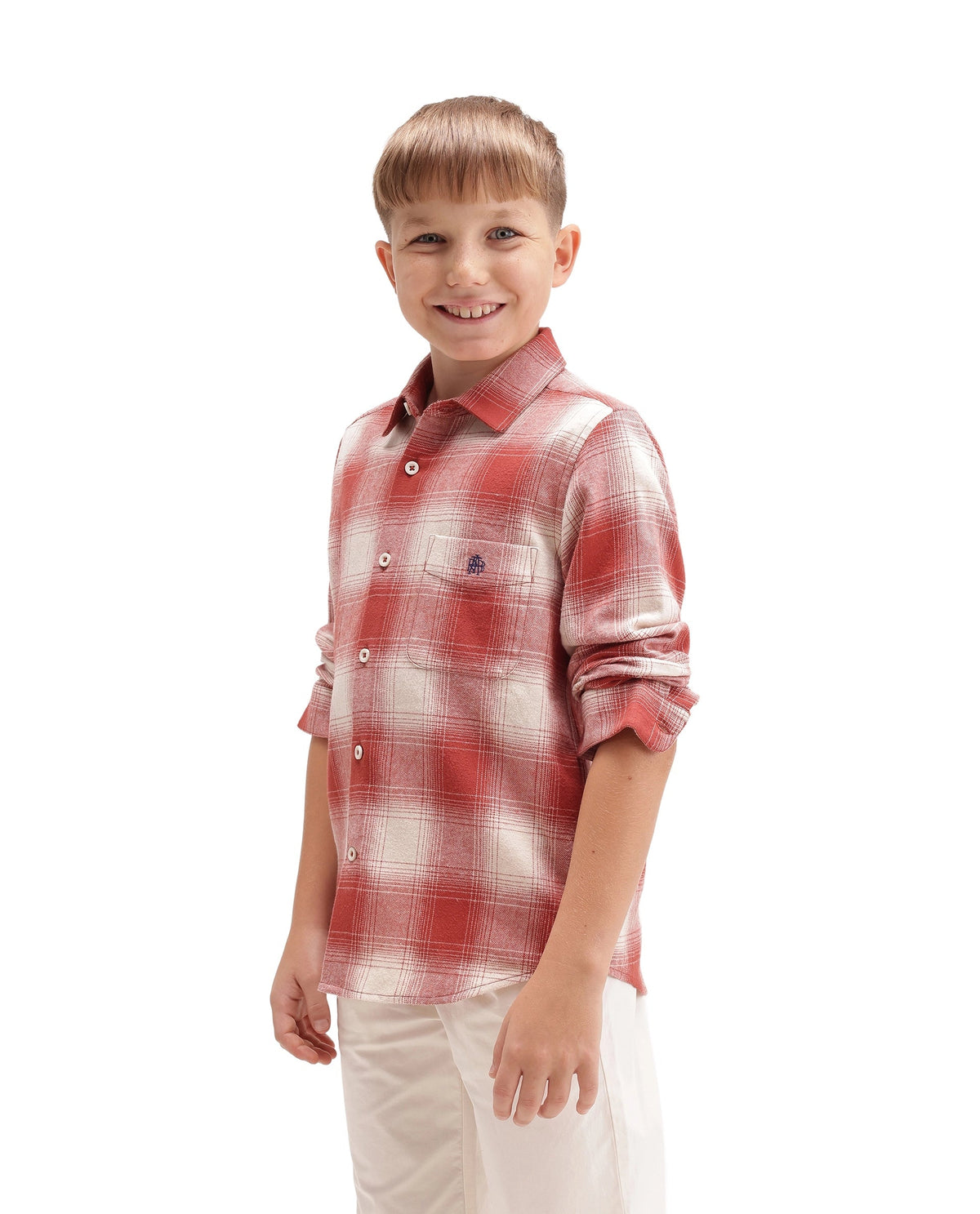 Rare Ones Boys Berry Regular Fit Cotton Shirt - Rust