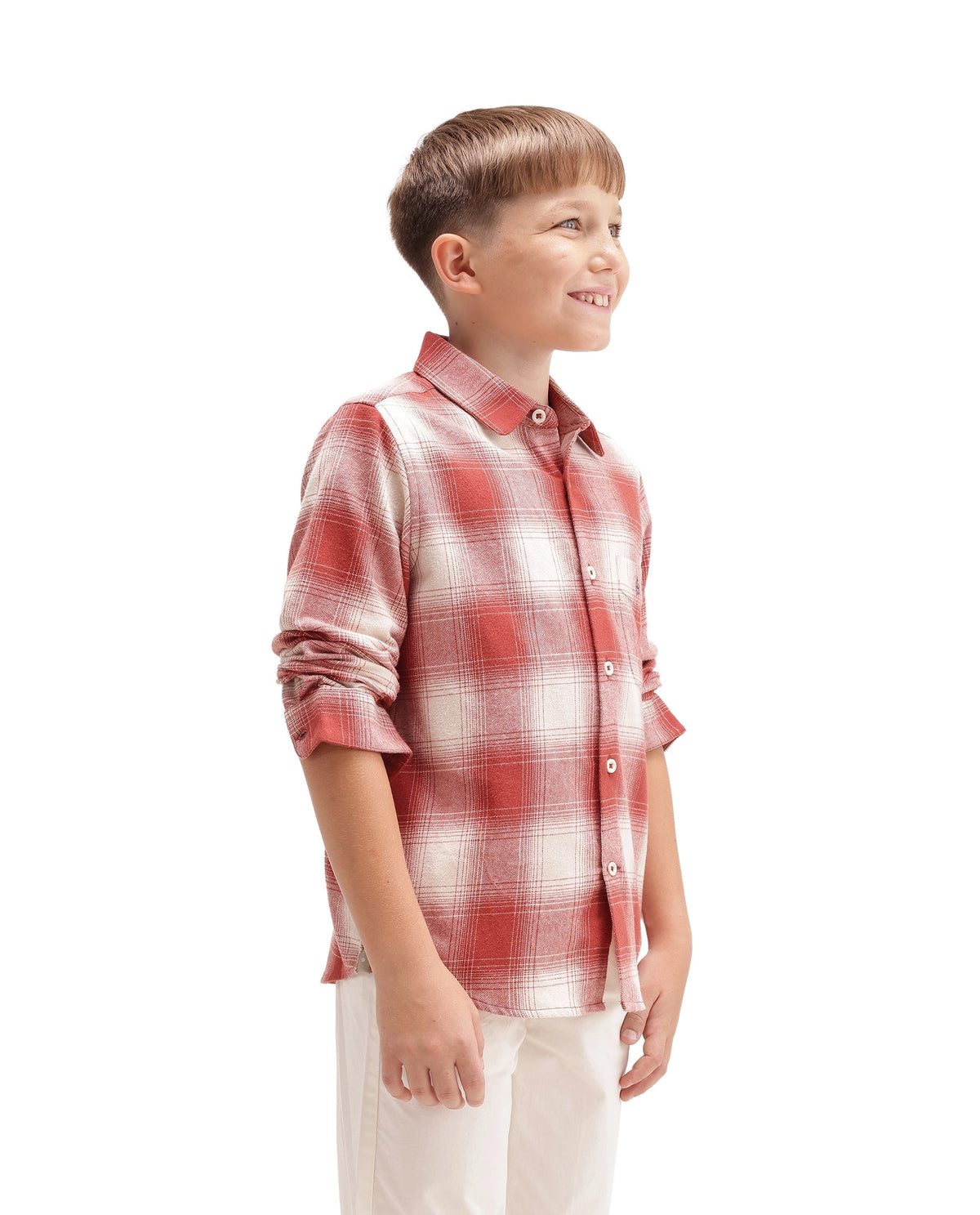 Rare Ones Boys Berry Regular Fit Cotton Shirt - Rust