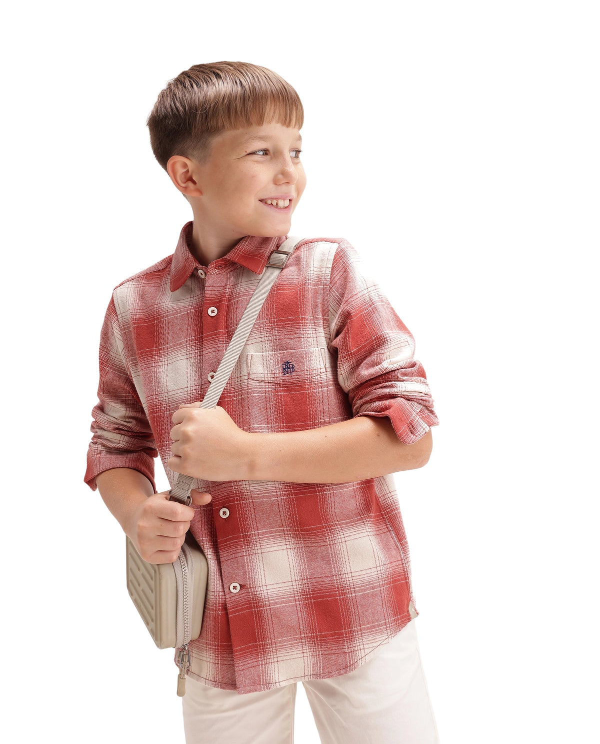 Rare Ones Boys Berry Regular Fit Cotton Shirt - Rust