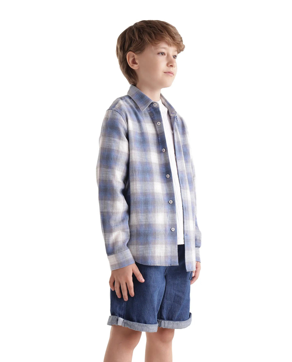 Boys Purple Regular-Fit Full-Sleeve Checked Cotton Casual Shirt