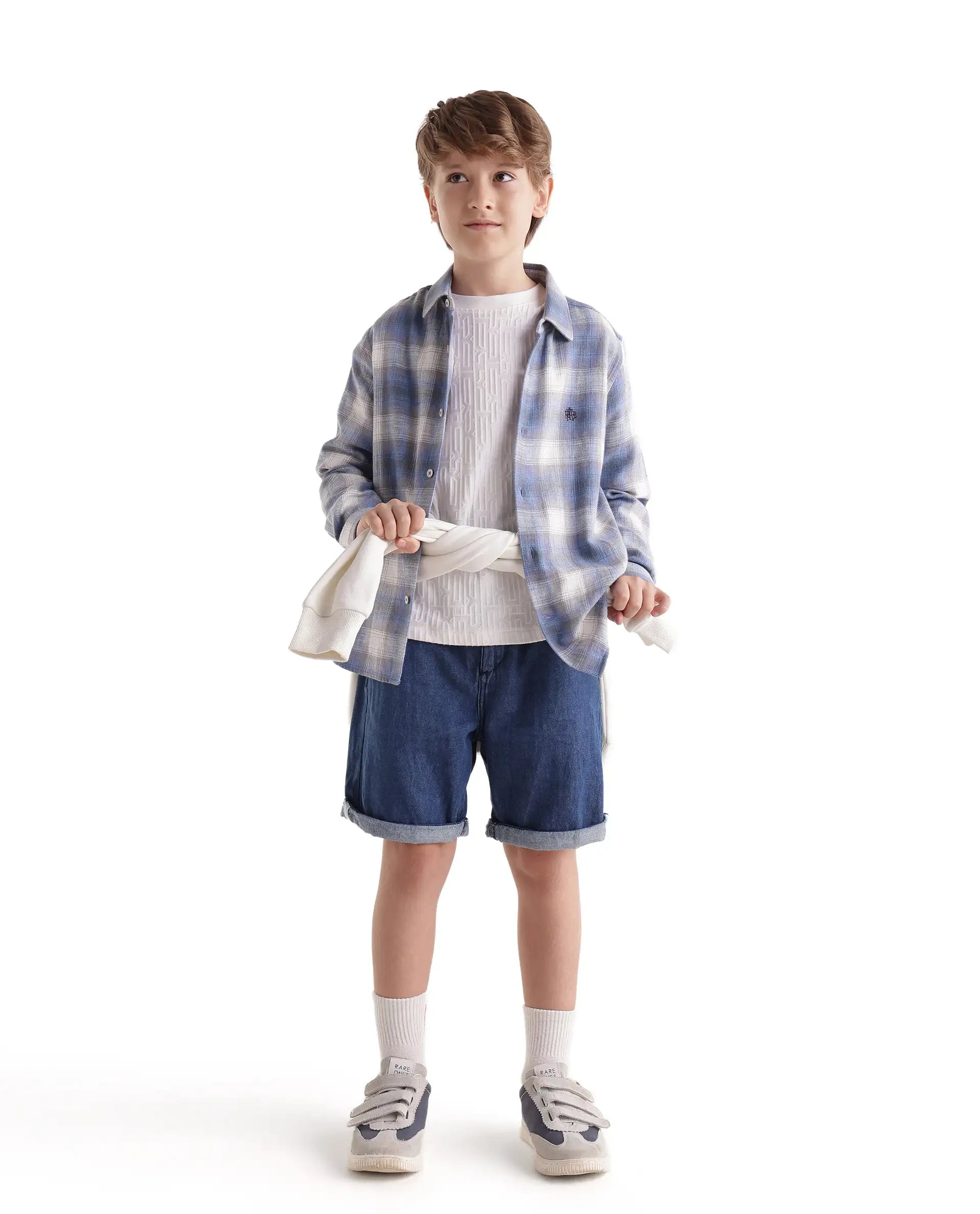 Boys Purple Regular-Fit Full-Sleeve Checked Cotton Casual Shirt