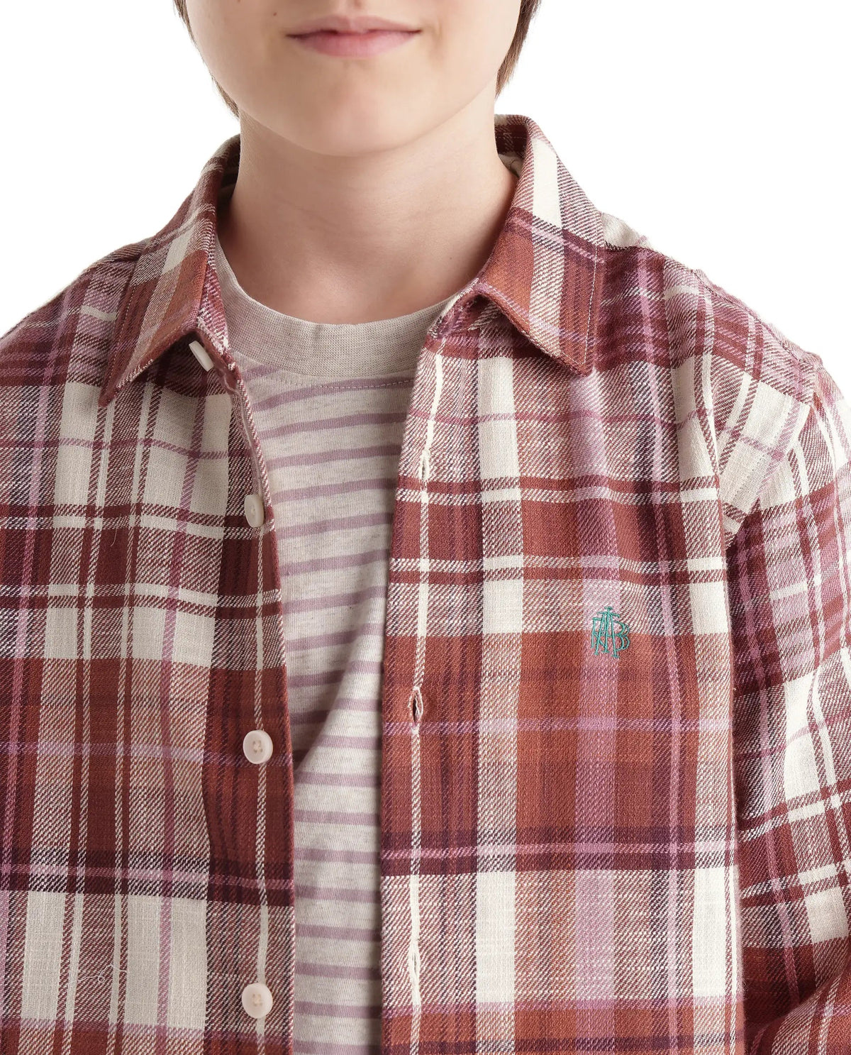 Rare Ones Boys Grigg Regular Fit Cotton Shirt - Rust