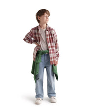 Boys Dusky Rust Regular-Fit Full-Sleeve Embroidered Cotton Shirt