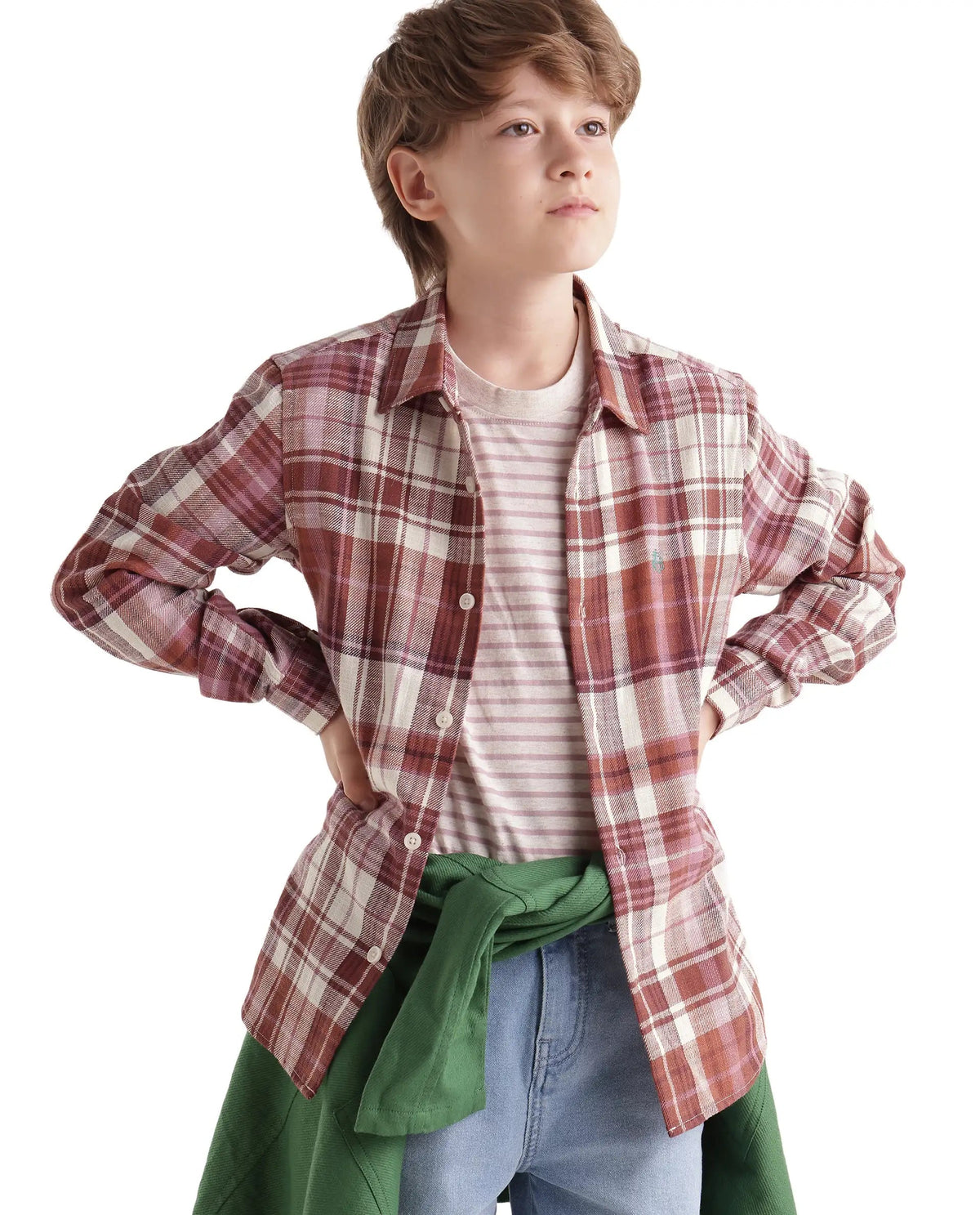 Rare Ones Boys Grigg Regular Fit Cotton Shirt - Rust