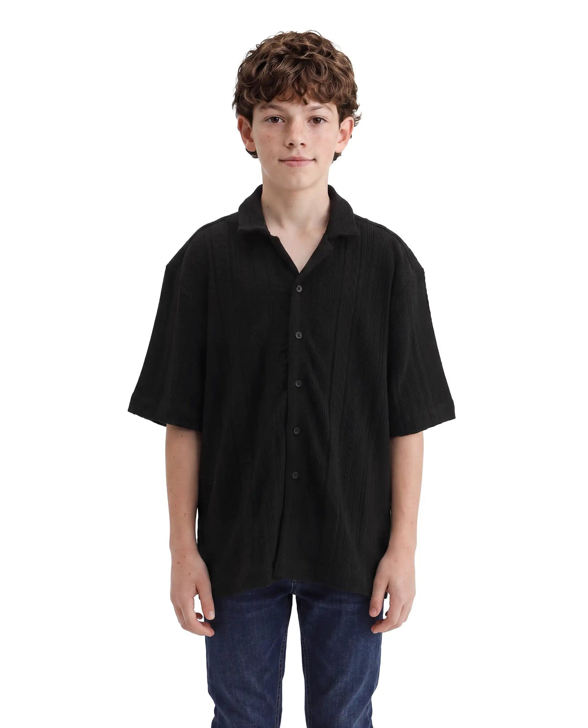 Rare Ones Boys Lyra Regular Fit Cotton Shirt - Black