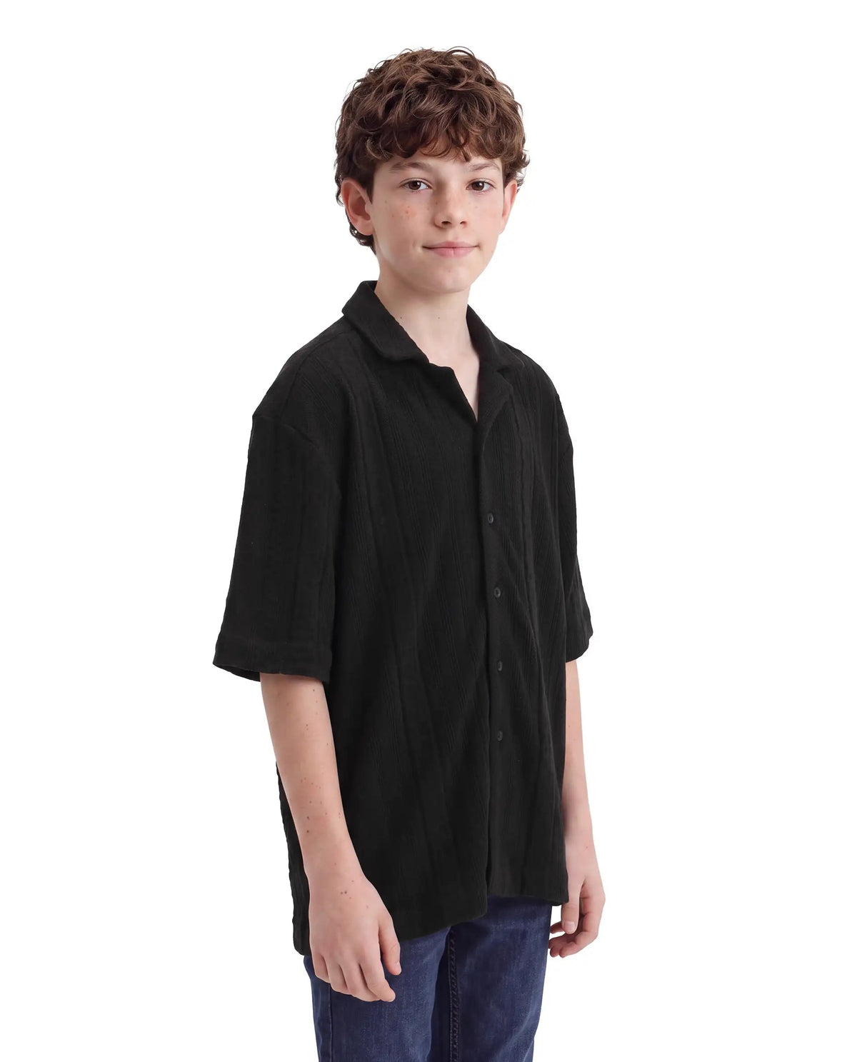 Rare Ones Boys Lyra Regular Fit Cotton Shirt - Black