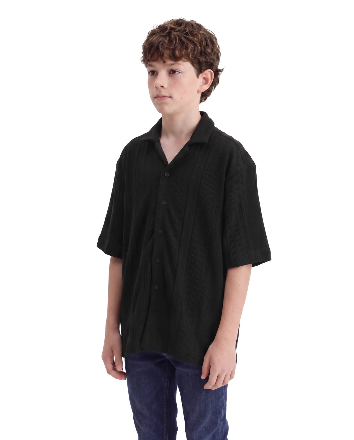 Rare Ones Boys Lyra Regular Fit Cotton Shirt - Black