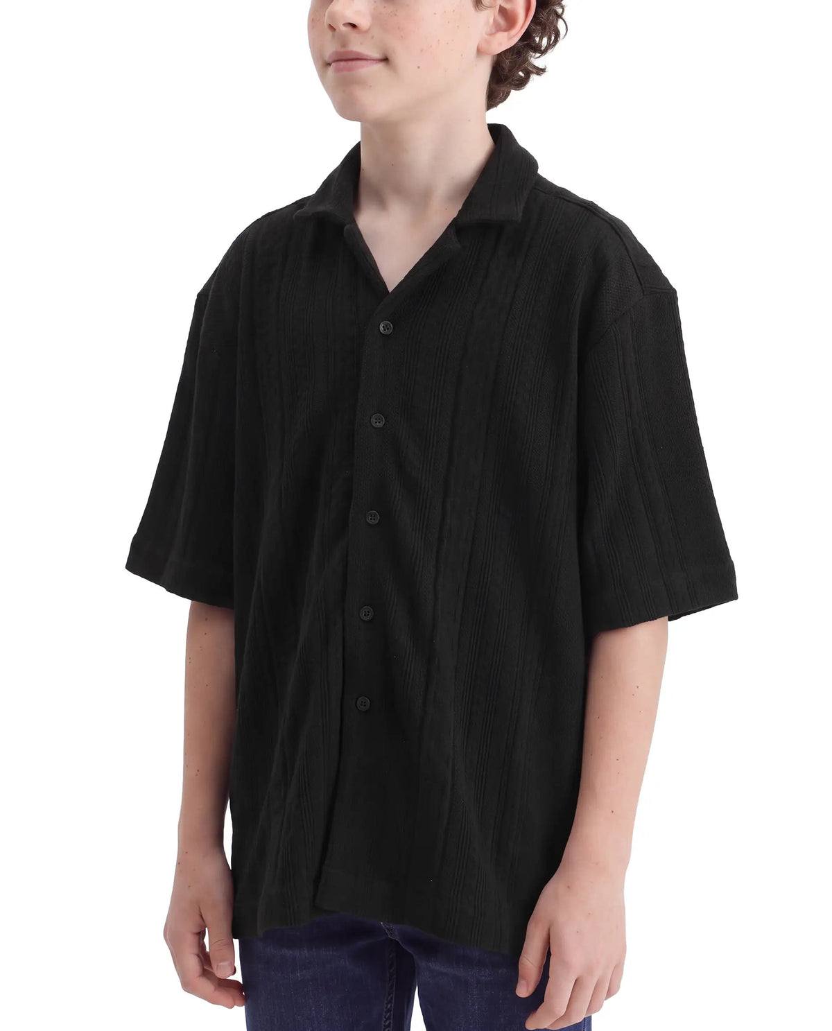 Rare Ones Boys Lyra Regular Fit Cotton Shirt - Black