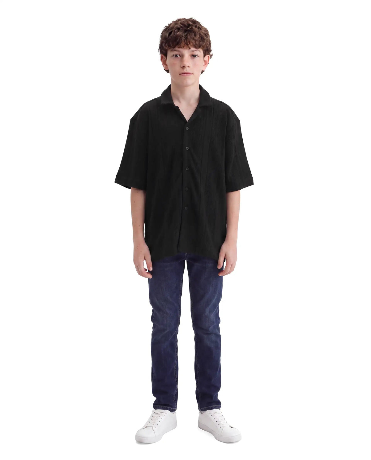Rare Ones Boys Lyra Regular Fit Cotton Shirt - Black