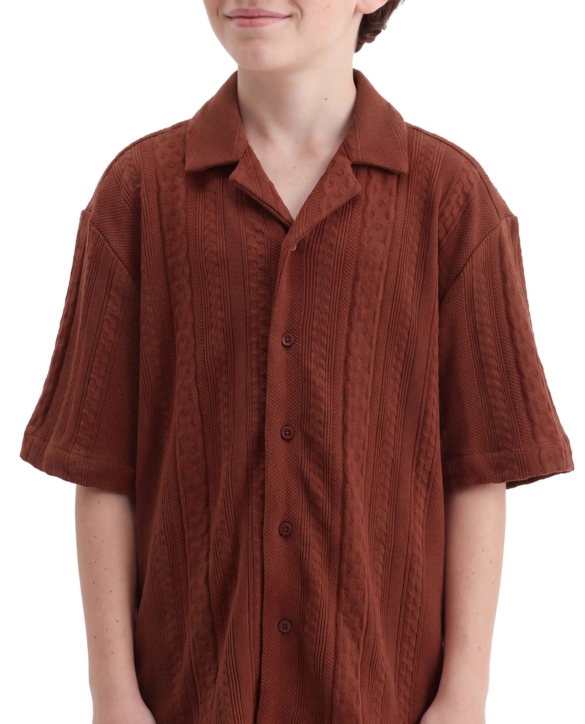Rare Ones Boys Lyra Regular Fit Cotton Shirt - Rust