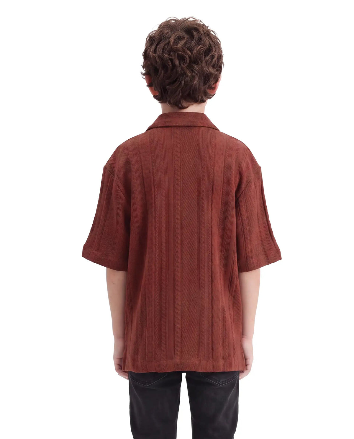 Rare Ones Boys Lyra Regular Fit Cotton Shirt - Rust