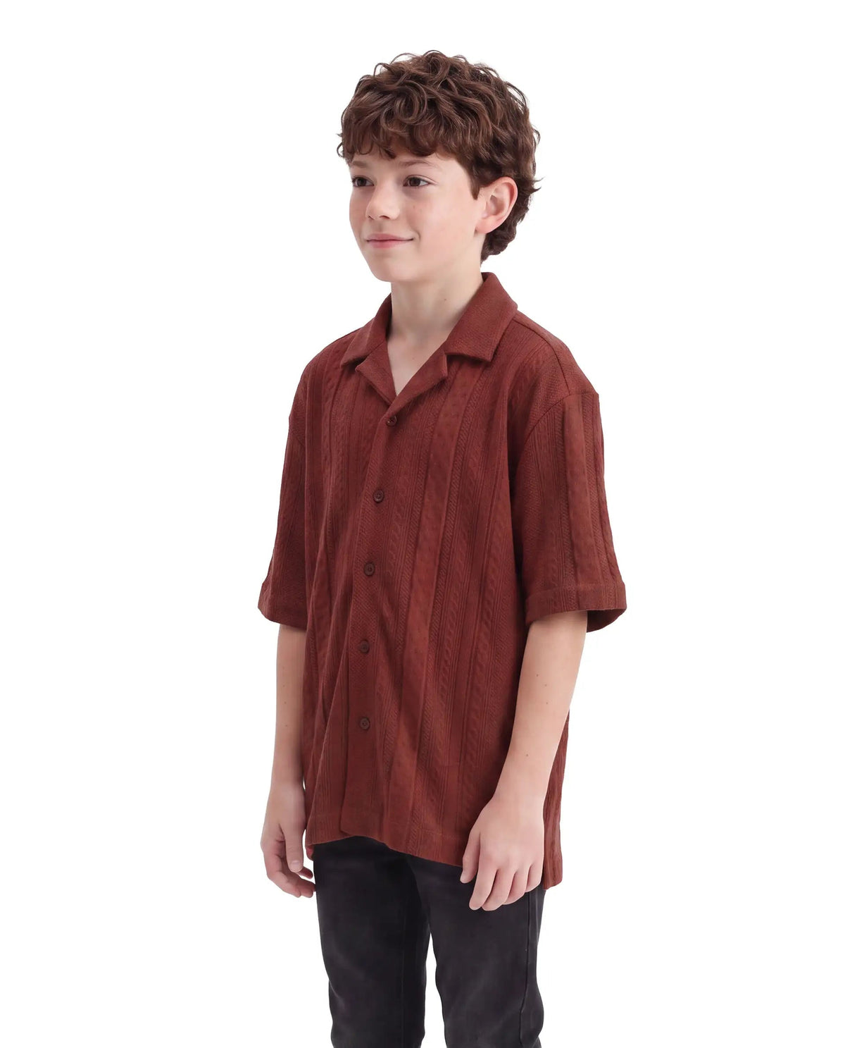 Rare Ones Boys Lyra Regular Fit Cotton Shirt - Rust