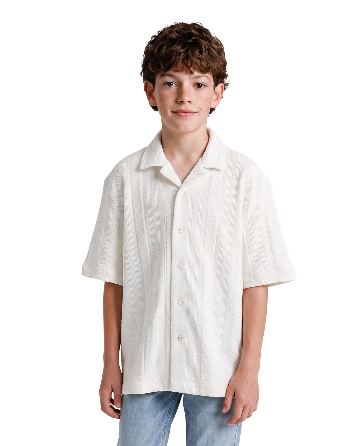 Rare Ones Boys Lyra Regular Fit Cotton Shirt - White