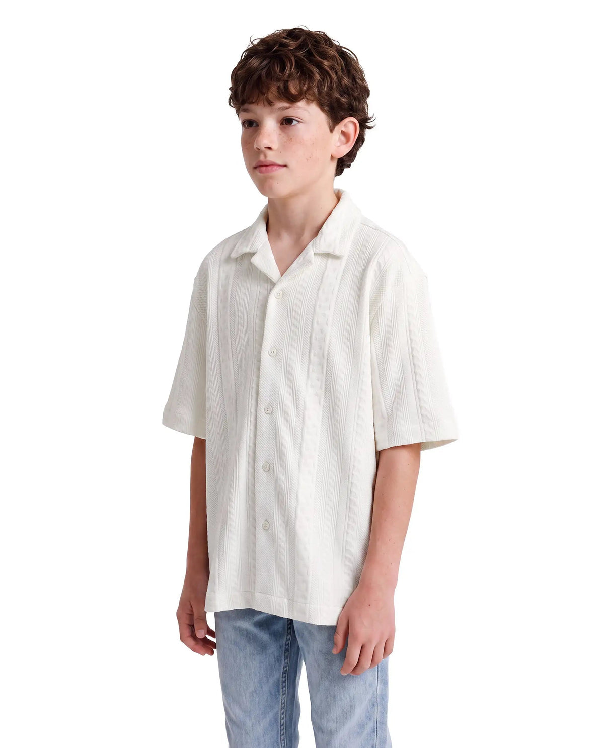 Rare Ones Boys Lyra Regular Fit Cotton Shirt - White