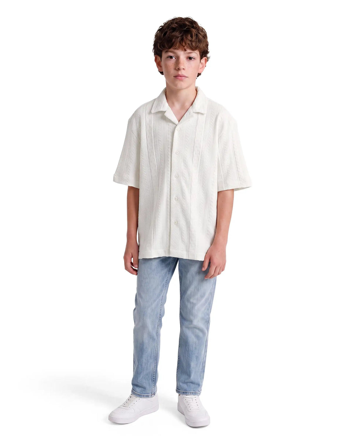 Rare Ones Boys Lyra Regular Fit Cotton Shirt - White