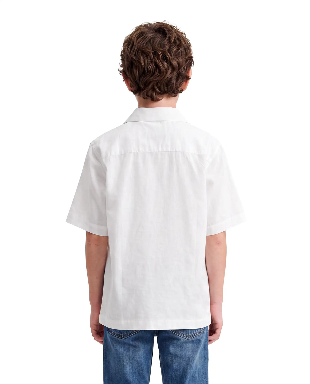 Boys White Regular-Fit Half-Sleeve Embroidered Cotton Resort Shirt