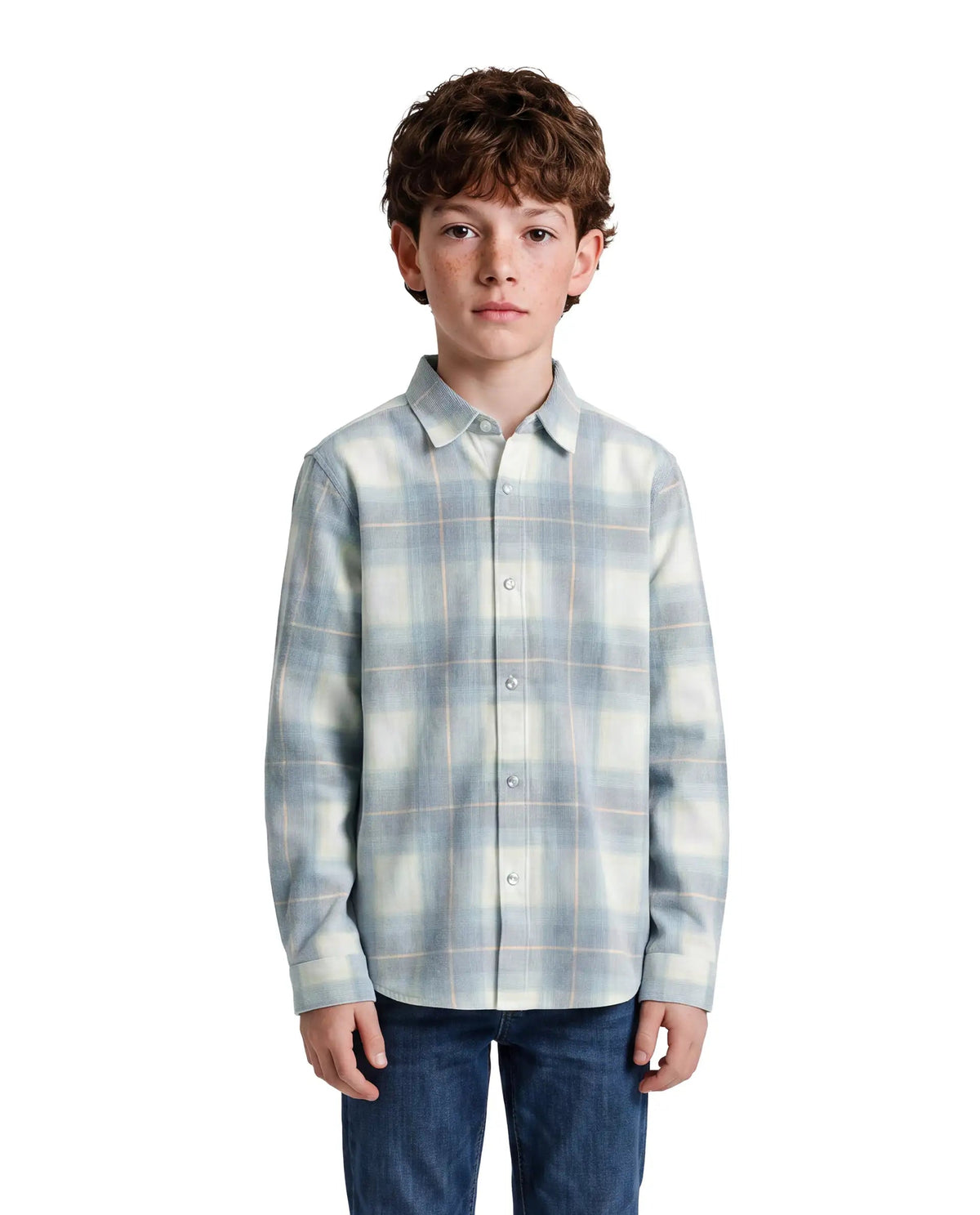 Boys Light Blue Regular-Fit Half-Sleeve Checked Cotton Casual Shirt