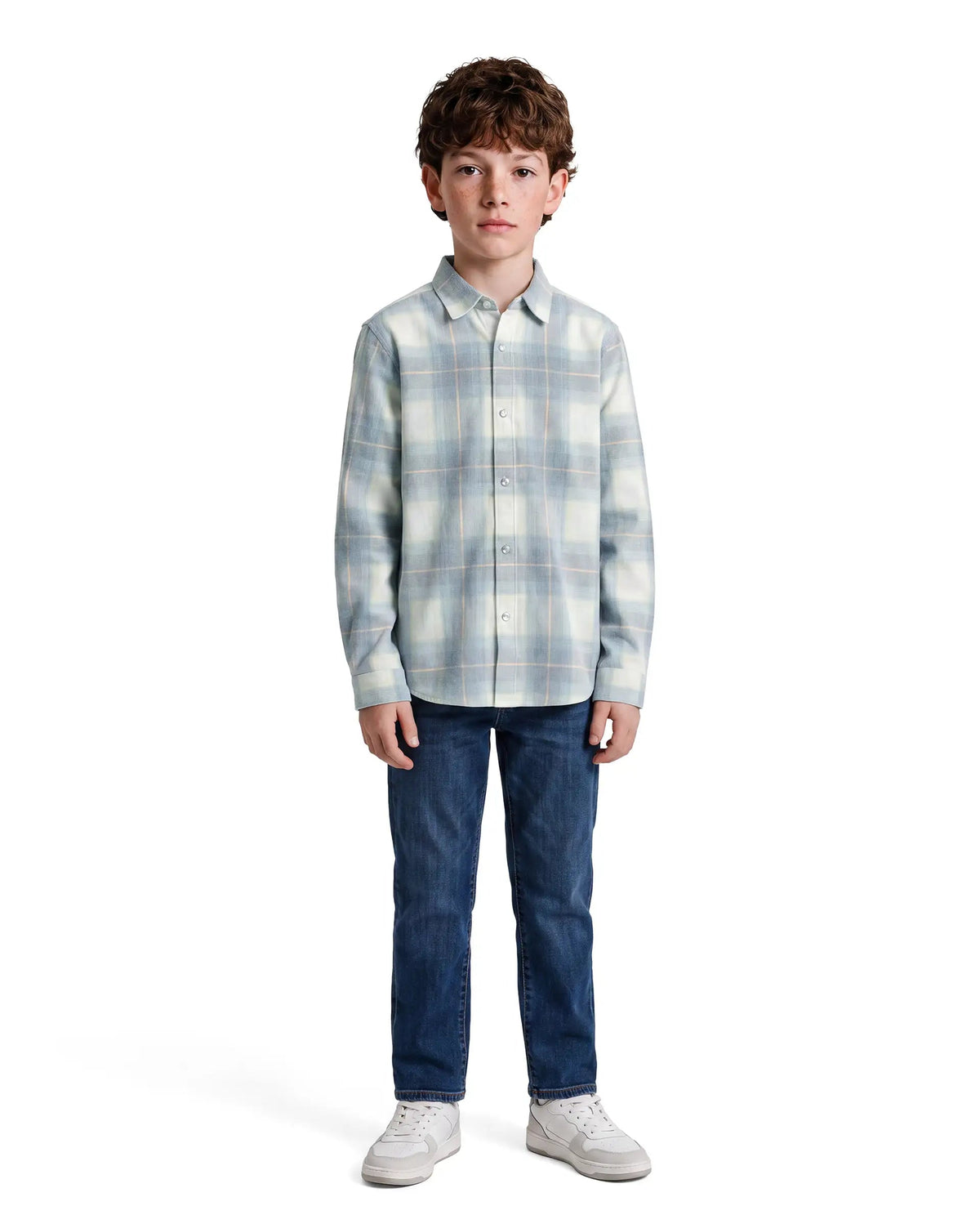 Boys Light Blue Regular-Fit Half-Sleeve Checked Cotton Casual Shirt