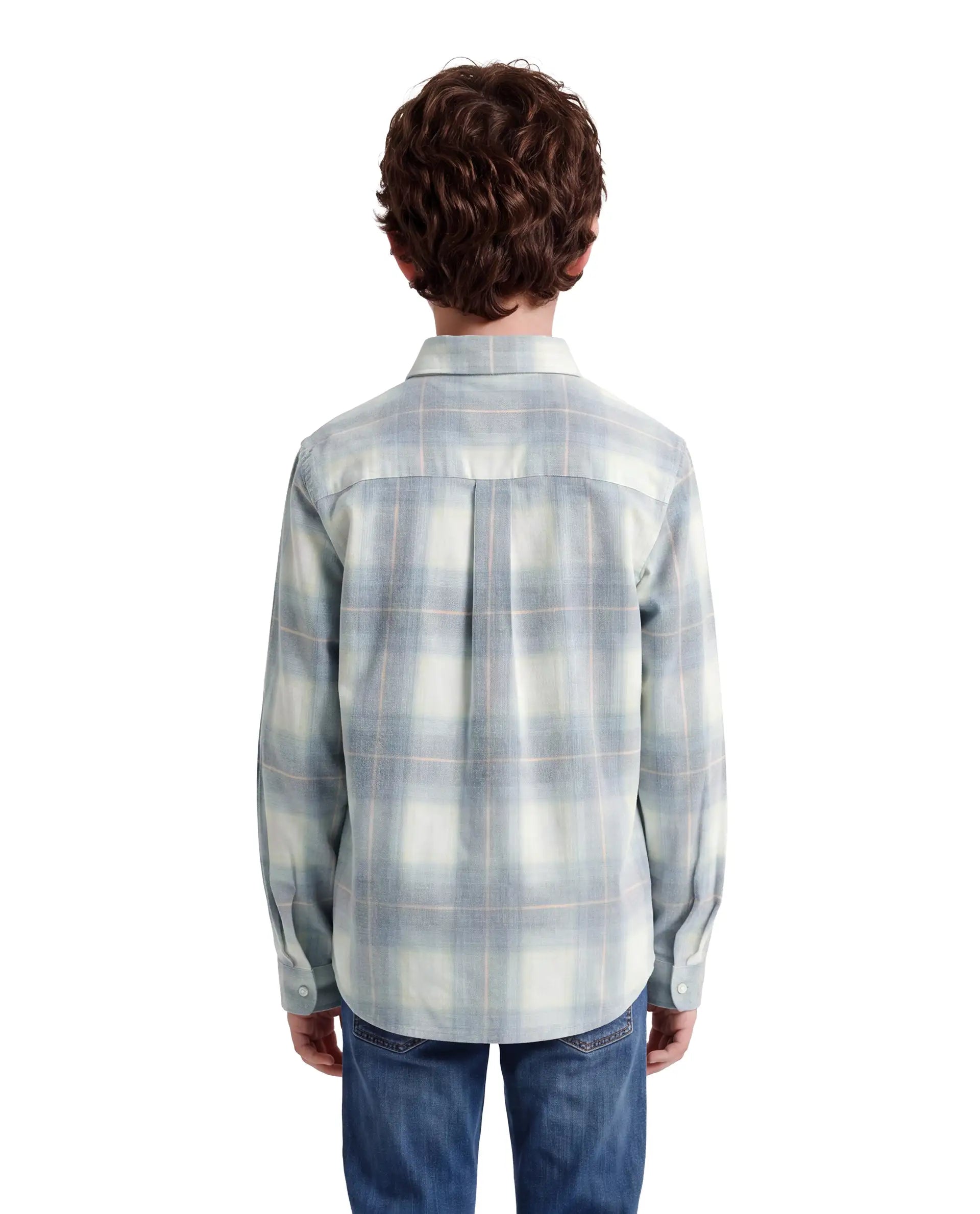 Boys Light Blue Regular-Fit Half-Sleeve Checked Cotton Casual Shirt