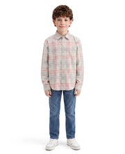 Boys Light Red Regular-Fit Half-Sleeve Checked Cotton Casual Shirt
