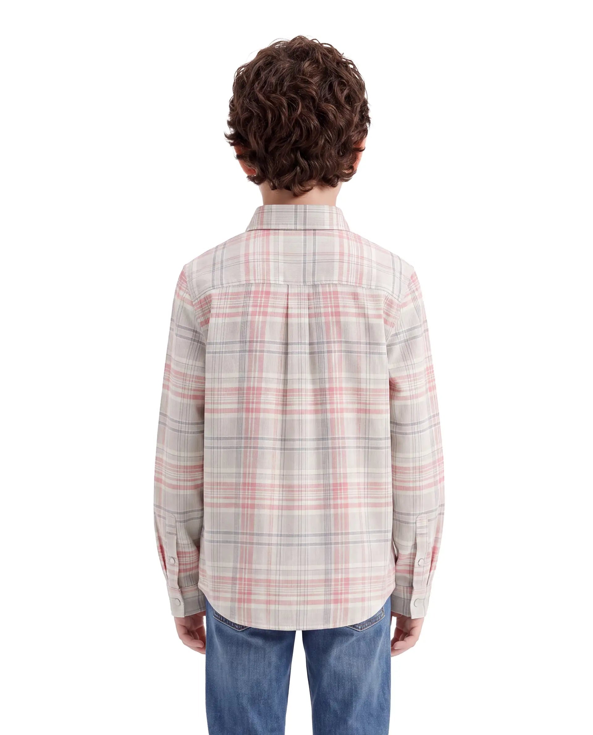 Boys Light Red Regular-Fit Half-Sleeve Checked Cotton Casual Shirt