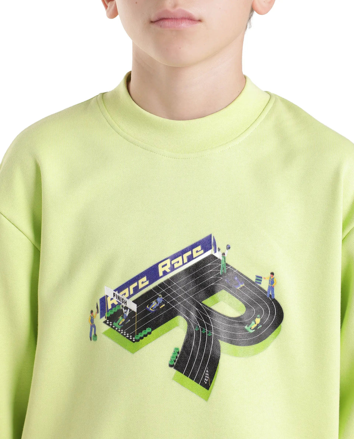 Boys Pastel Green Oversized Full-Sleeve HD Print Cotton Blend Sweatshirt