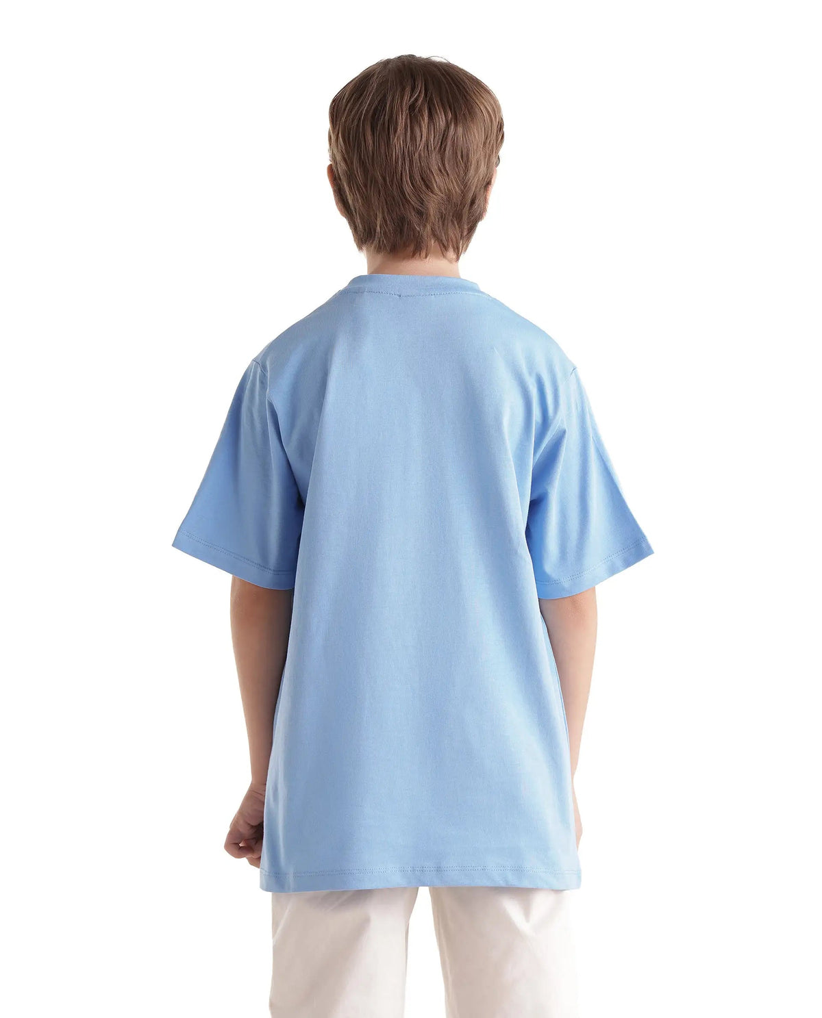 Rare Ones Boys Bill Regular Fit Cotton T-Shirt - Light Blue