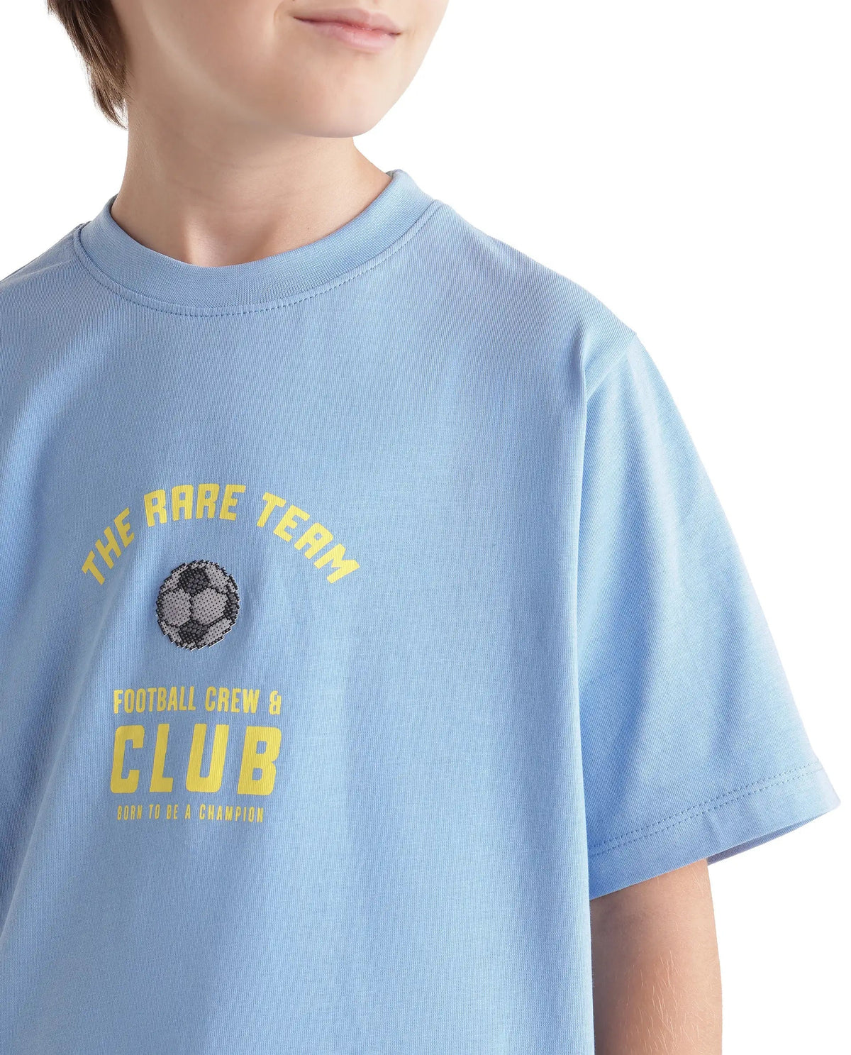 Rare Ones Boys Bill Regular Fit Cotton T-Shirt - Light Blue