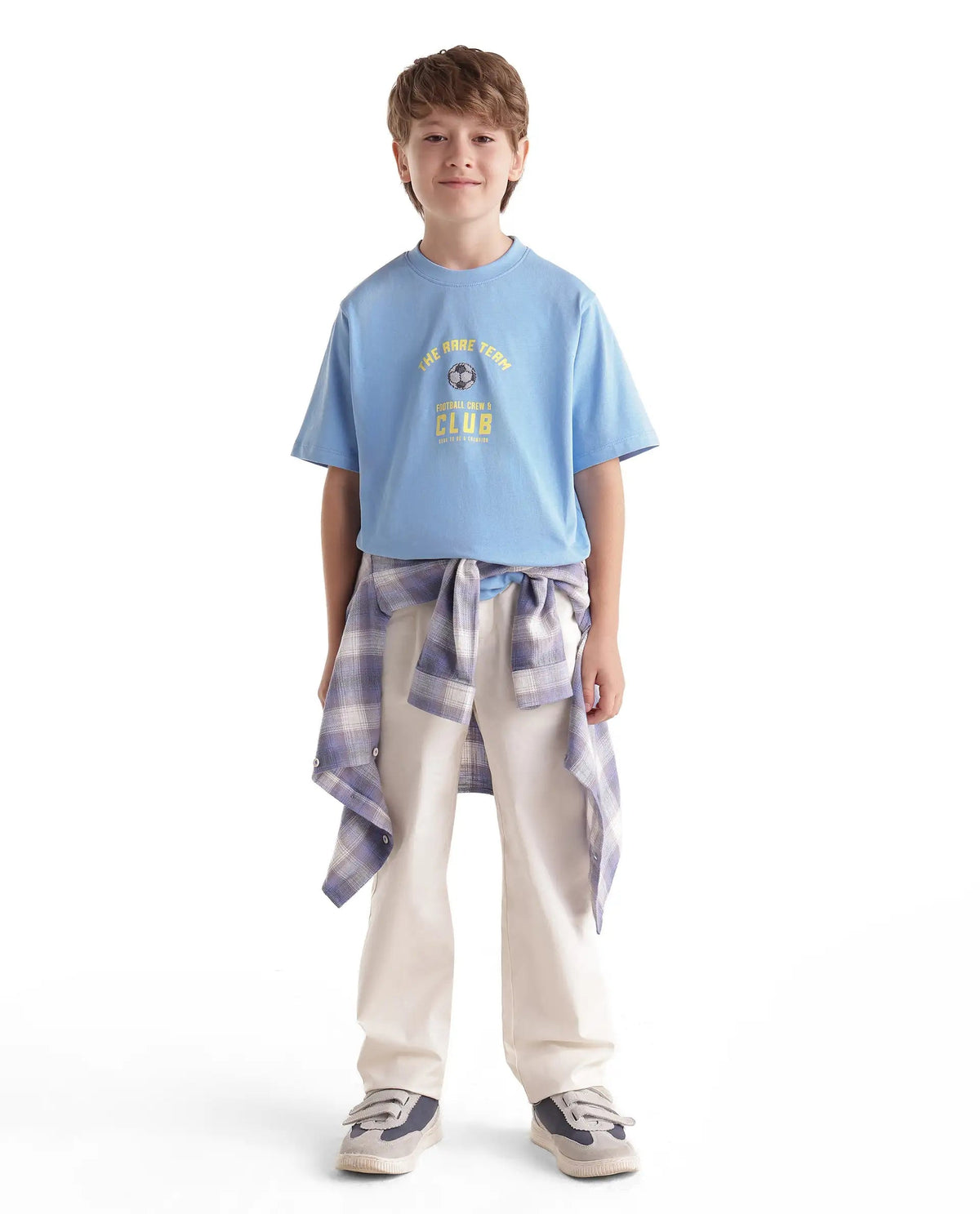 Rare Ones Boys Bill Regular Fit Cotton T-Shirt - Light Blue