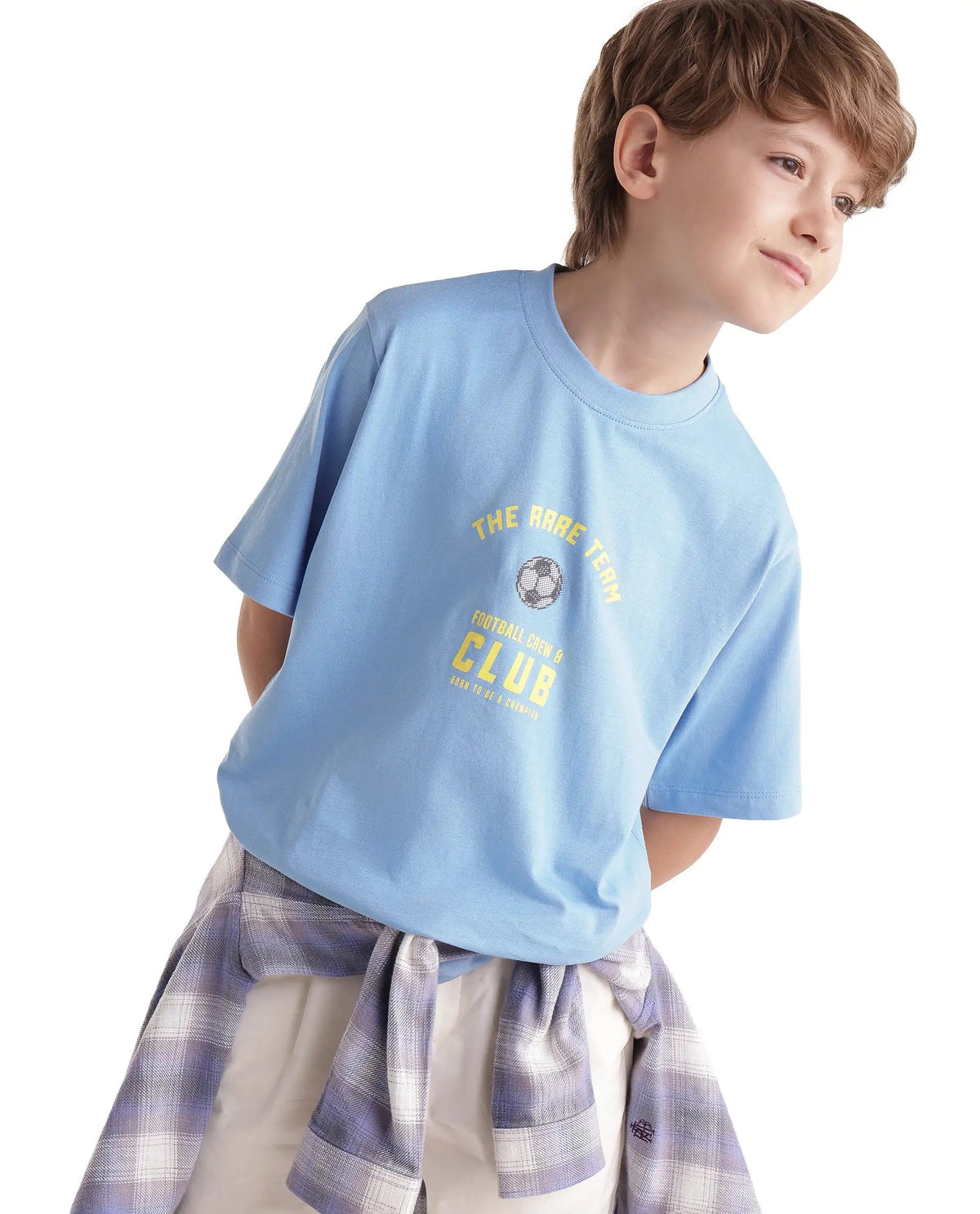 Rare Ones Boys Bill Regular Fit Cotton T-Shirt - Light Blue