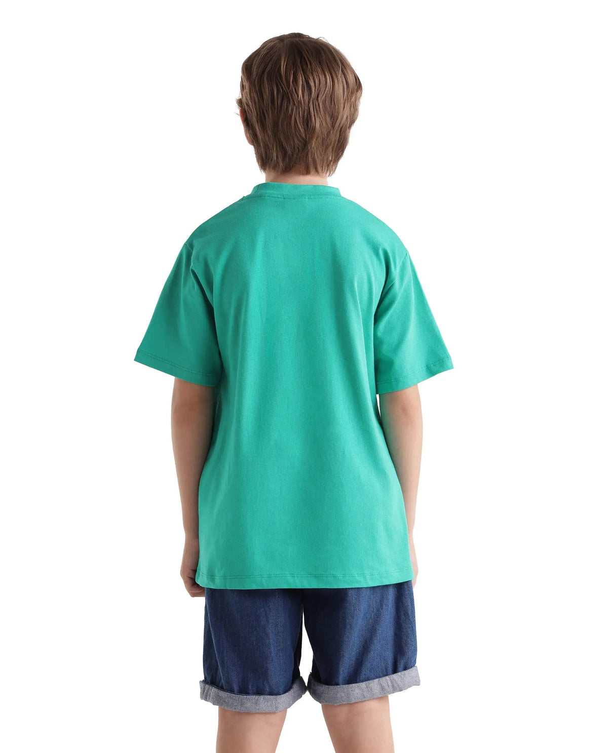 Rare Ones Boys Bill Regular Fit Cotton T-Shirt - Teal